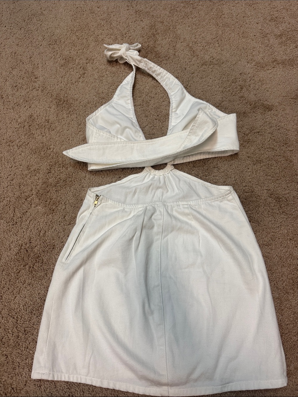 Show me your MuMu White Halter Mini Dress with Front Ring Detail - Picture 2 of 4